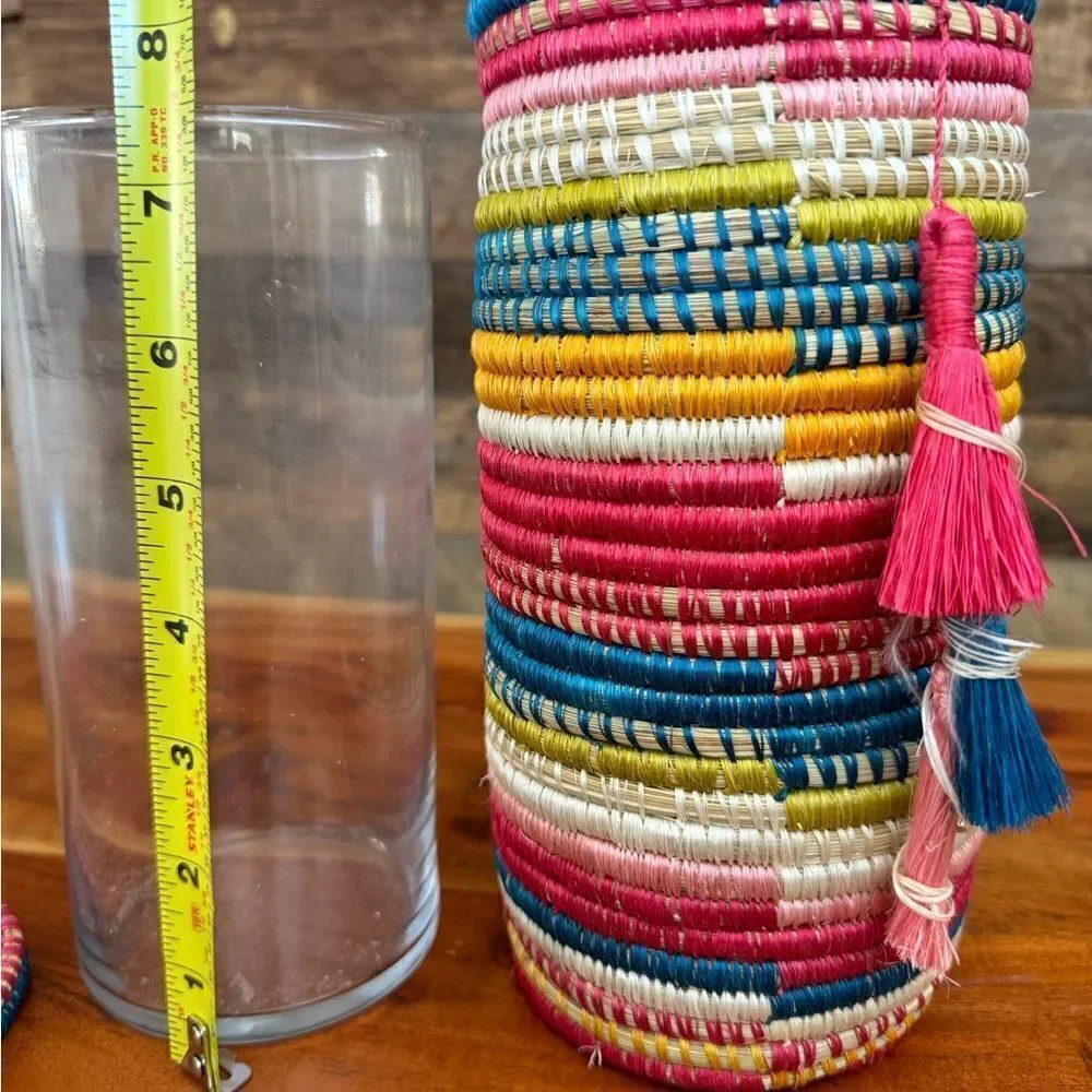 Colorful Woven Basket with Lid